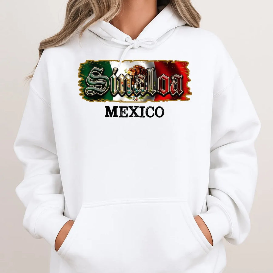 Sinaloa Mexico Hoodie | Vintage Distressed Mexican Flag Graphic | Premium Cotton-Blend | Mexican Heritage Pride Gift for Men & Women
