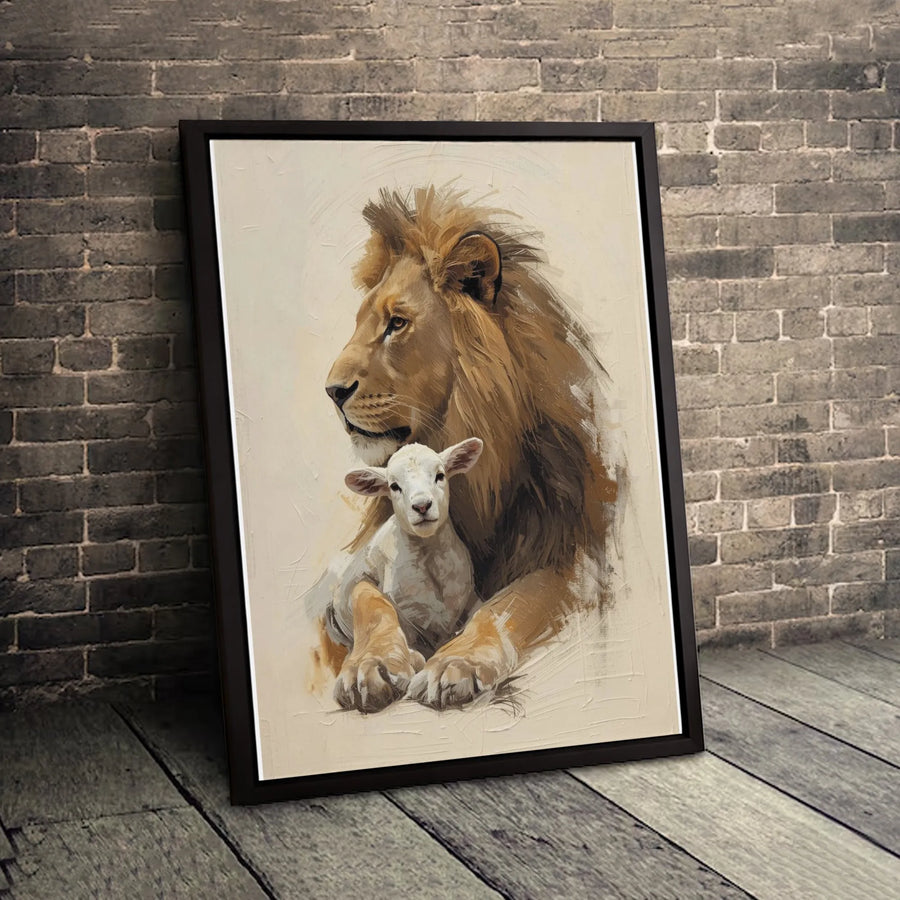 Lion and Lamb Wall Art | Christian Religious Canvas Print | Premium Gallery Wrapped 1.25 Inch Profile | Faith-Based Home Decor Gift