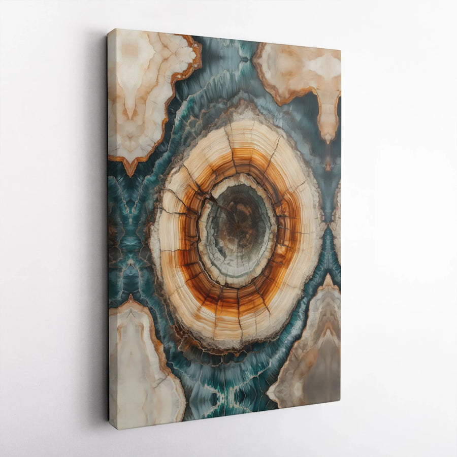 Abstract Geode Canvas Wall Art | Petrified Wood Tree Ring Print | 1.25-Inch Gallery Thick Canvas | Modern Home Decor Gift for Living Room