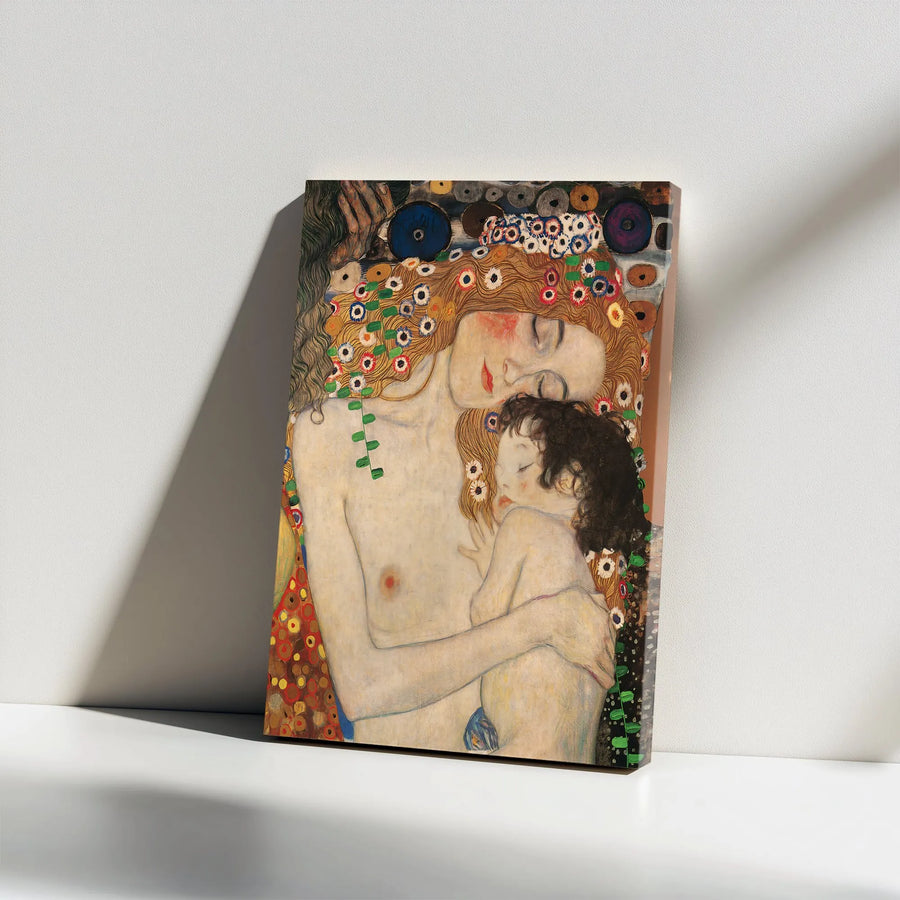Gustav Klimt Mother and Child Canvas Print | The Three Ages of Woman Reproduction | Gallery Wrapped Art | Nursery and Home Decor Gift