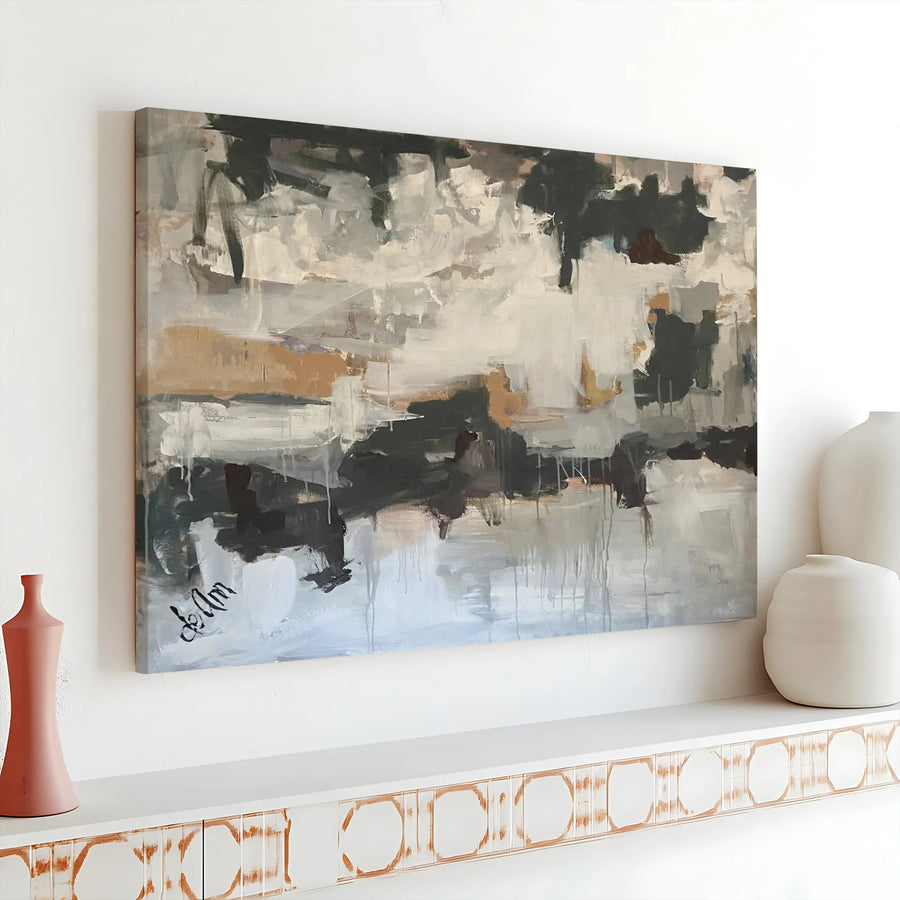Abstract Canvas Wall Art | Neutral Tones Painting Print | Premium Gallery Wrapped Canvas | Living Room & Office Decor Gift