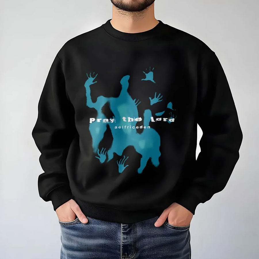 Pray The Lord Sweatshirt | Abstract Hand Print Graphic | Premium Cotton Blend | Unisex Christian Faith Gift Apparel