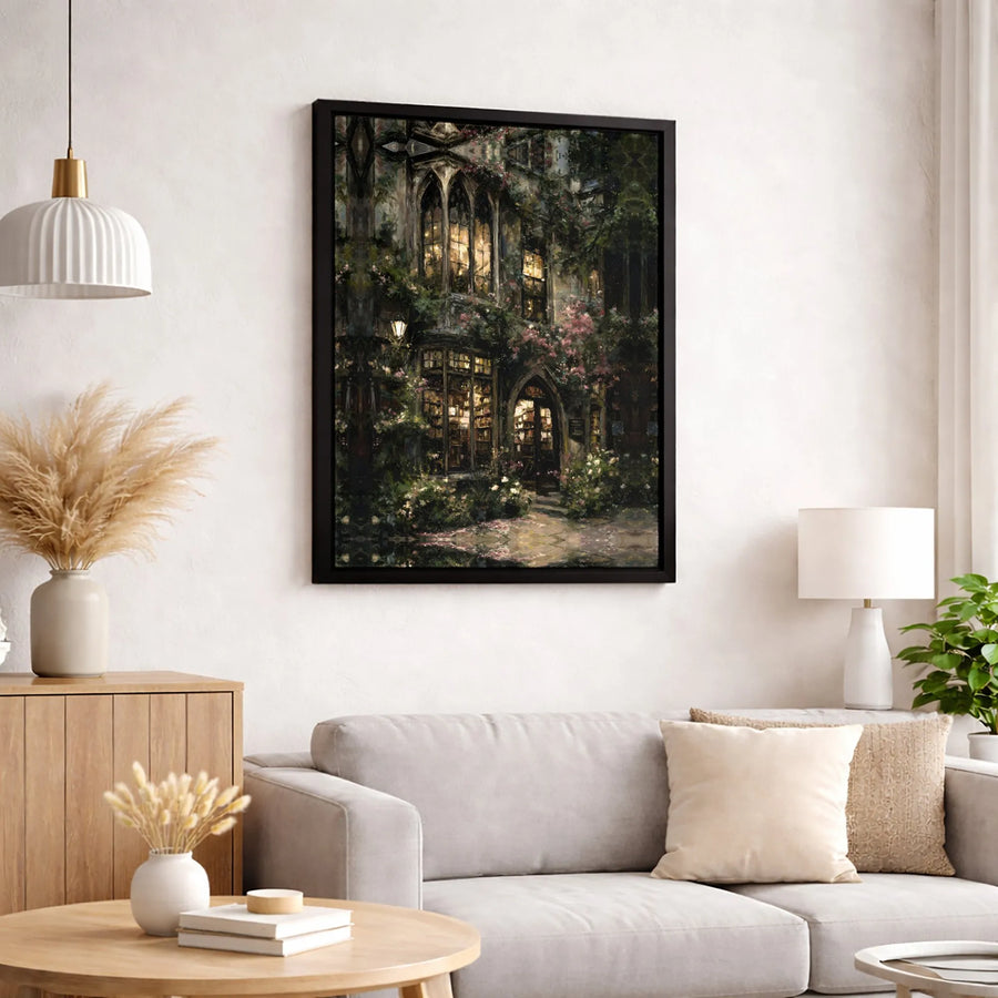 Magical Bookstore Canvas Print | Whimsical Night Library Wall Art | Premium Gallery Wrapped 1.25" Profile | Gift for Book Lovers & Fantasy Readers