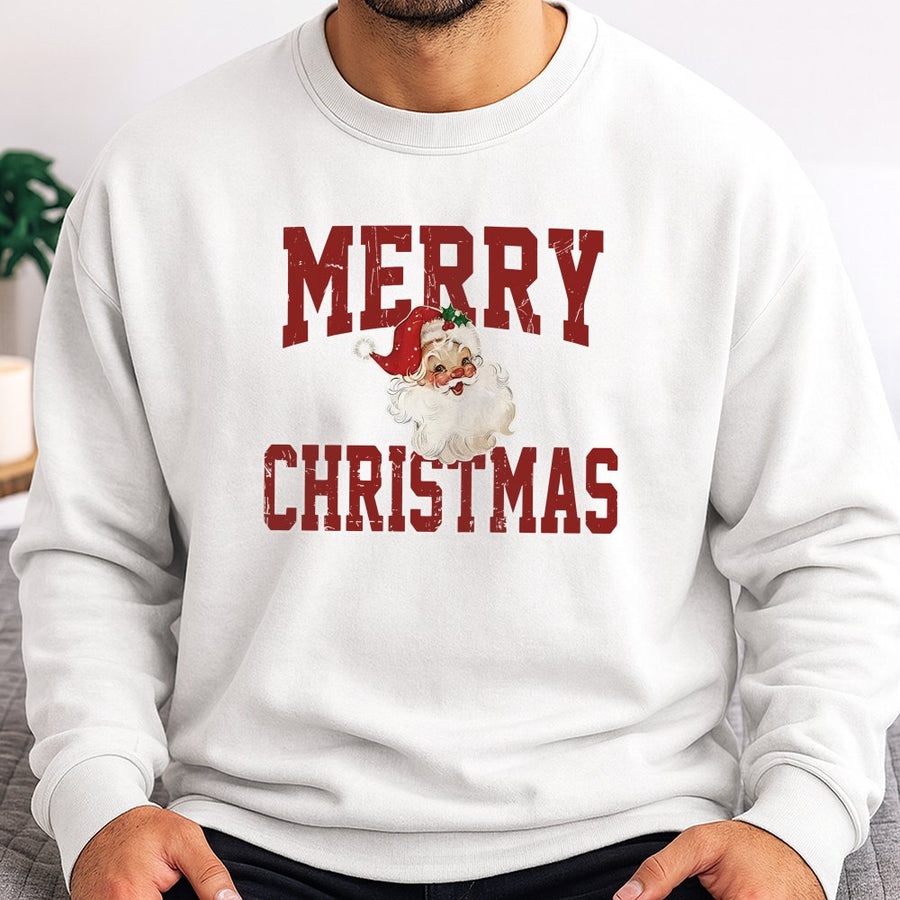 Vintage Santa Christmas Sweatshirt | Retro Holiday Graphic Crewneck | Premium Cotton Blend | Unisex Festive Gift for Her