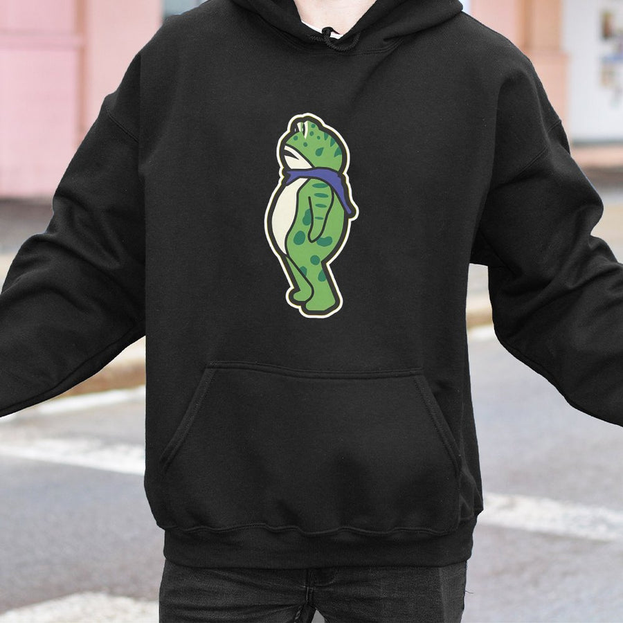 Portland Frog Hoodie | Cute Kawaii Frog Protester Graphic | Premium Cotton Blend Sweatshirt | Unisex Aesthetic Gift for Frog Lovers