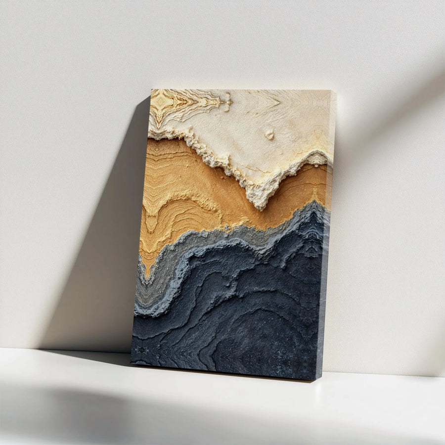 Abstract Earth Tones Canvas Wall Art | Modern Layered Stone Texture Print | Premium Gallery Wrapped Canvas | Modern Office & Living Room Decor Gift