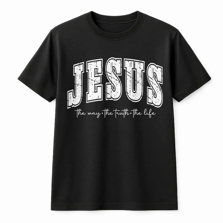 Jesus The Way The Truth The Life T-Shirt | Distressed Graphic Faith Tee | Premium Soft Cotton | Christian Gift For Women And Men