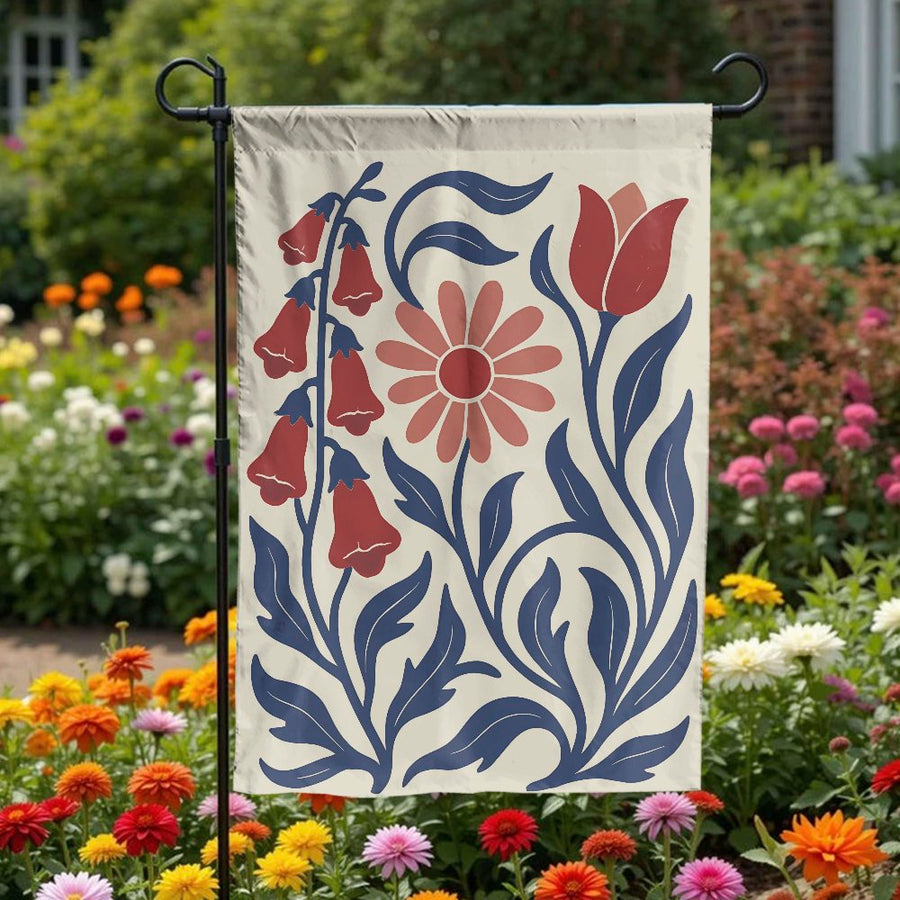 Patriotic Floral Garden Flag | Red White And Blue Americana Flower Design | Durable Weather-Resistant Polyester | Outdoor Yard Decor Gift