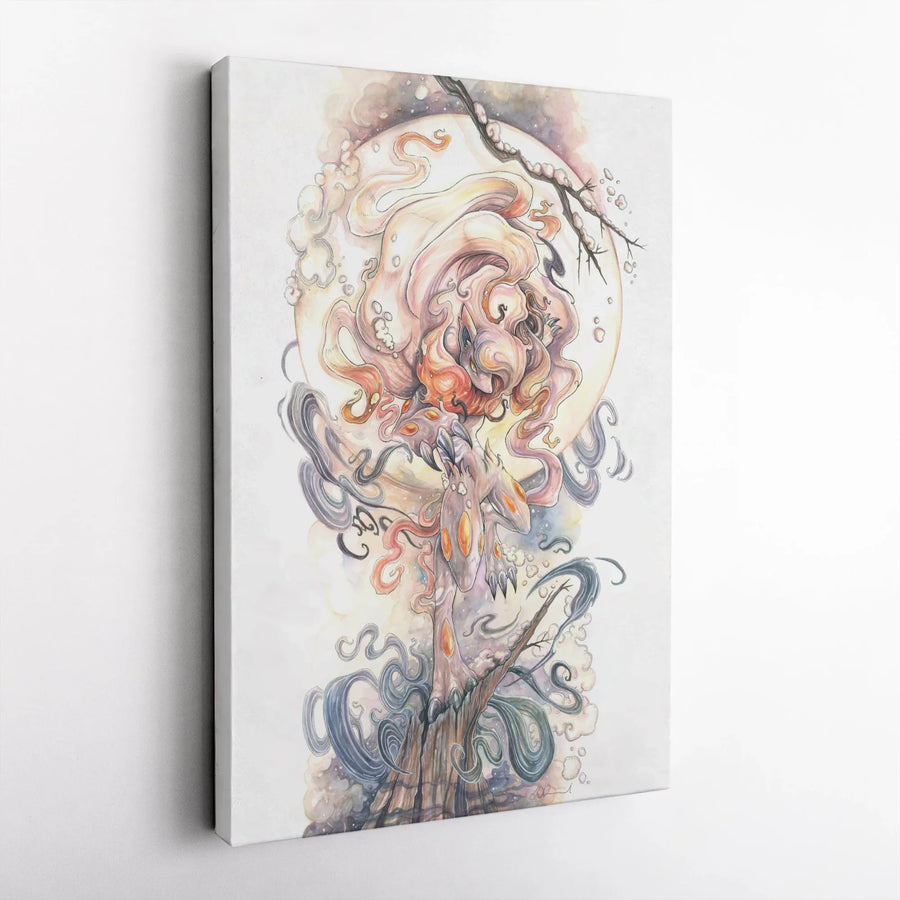 Mythical Fox Tree Spirit Canvas | Watercolor Fantasy Wall Art | Premium Gallery-Wrapped Print | Unique Forest Animal Decor Gift