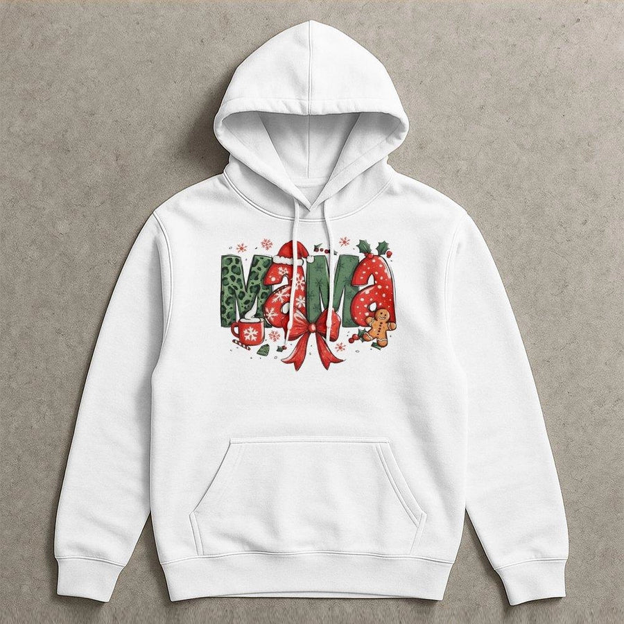 Christmas Mama Hoodie | Festive Retro Leopard Print Design | Premium Cotton-Poly Blend | Cozy Holiday Gift For Mom