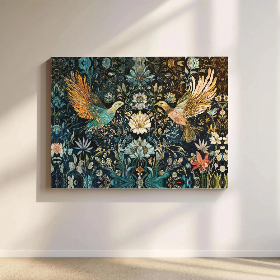 Botanical Bird Canvas Wall Art | Vintage Floral Wildlife Print | Premium Gallery Wrapped 1.25" Profile | Elegant Home Decor Gift