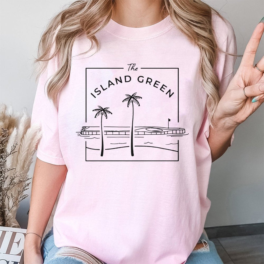 Island Green Golf T-Shirt | Minimalist Line Art Graphic Tee | 100% Premium Cotton | Perfect Gift for Golfers & Sports Fans