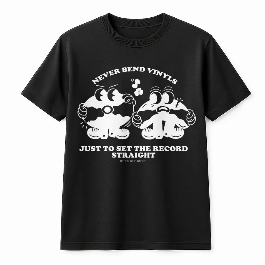 Vinyl Record T-Shirt | Never Bend Vinyls Funny Music Graphic | Premium Cotton Unisex Tee | Gift for Audiophiles, DJs, and Record Collectors