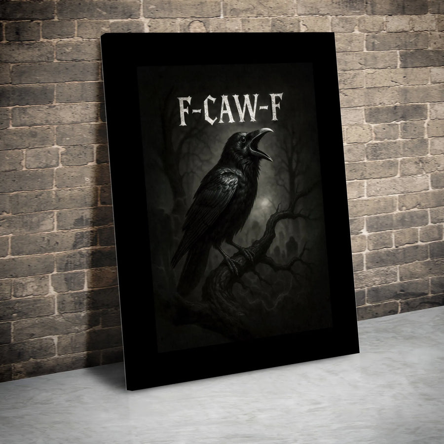 Gothic Crow Wall Art | Spooky Raven Forest Print | Premium Gallery Wrapped Canvas | Dark Academia Gift for Horror Fans
