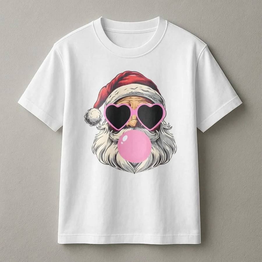 Cool Santa Claus T-Shirt | Retro Bubble Gum Pop Art Design | Premium Soft Cotton Tee | Funny Christmas Gift for Holiday Party