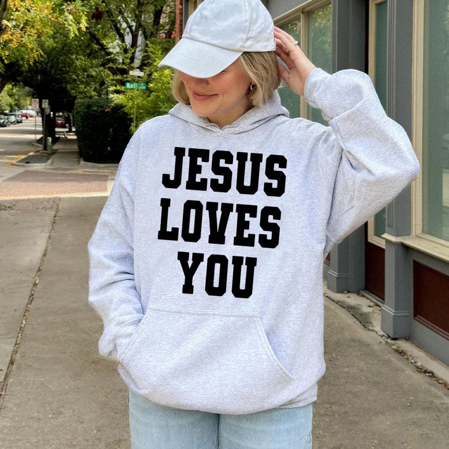 Jesus Loves You Hoodie | Christian Faith Graphic Pullover | Soft Cotton-Blend Premium Apparel | Religious Gift for Men and Women