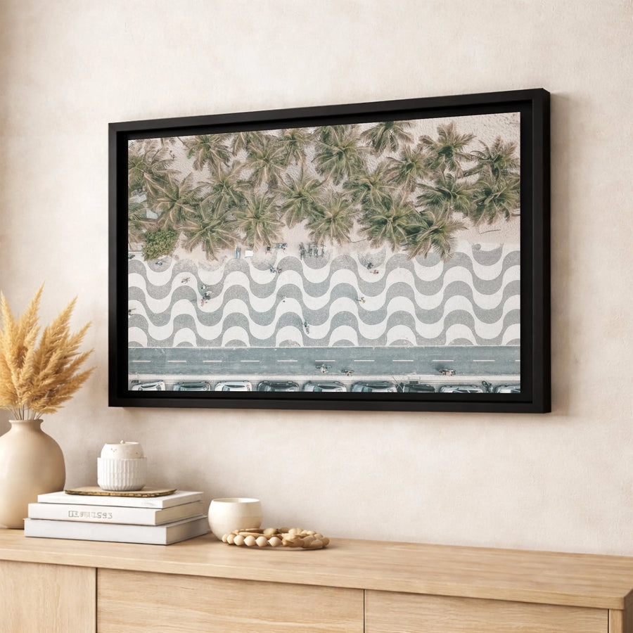 Copacabana Beach Wall Art | Iconic Rio De Janeiro Promenade Aerial View | Premium Gallery-Wrapped Canvas Print | Travel Lover Home Decor Gift