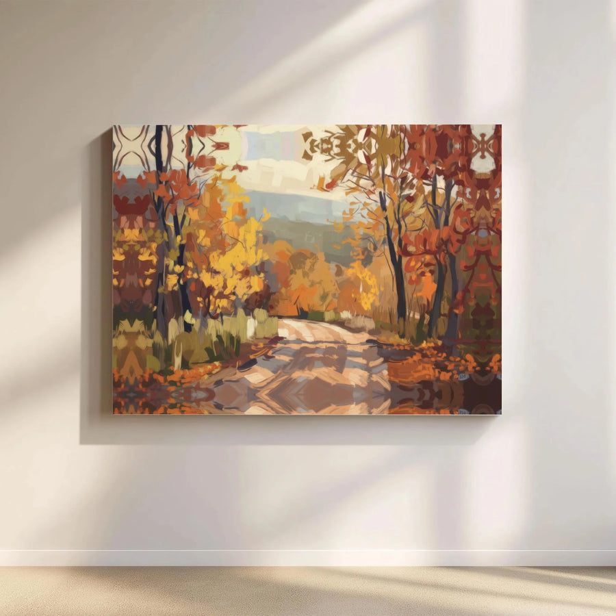 Autumn Forest Path Canvas Print | Impressionist Landscape Wall Art | Gallery Quality 1.25 Inch Wrap | Nature Lover Home Decor Gift