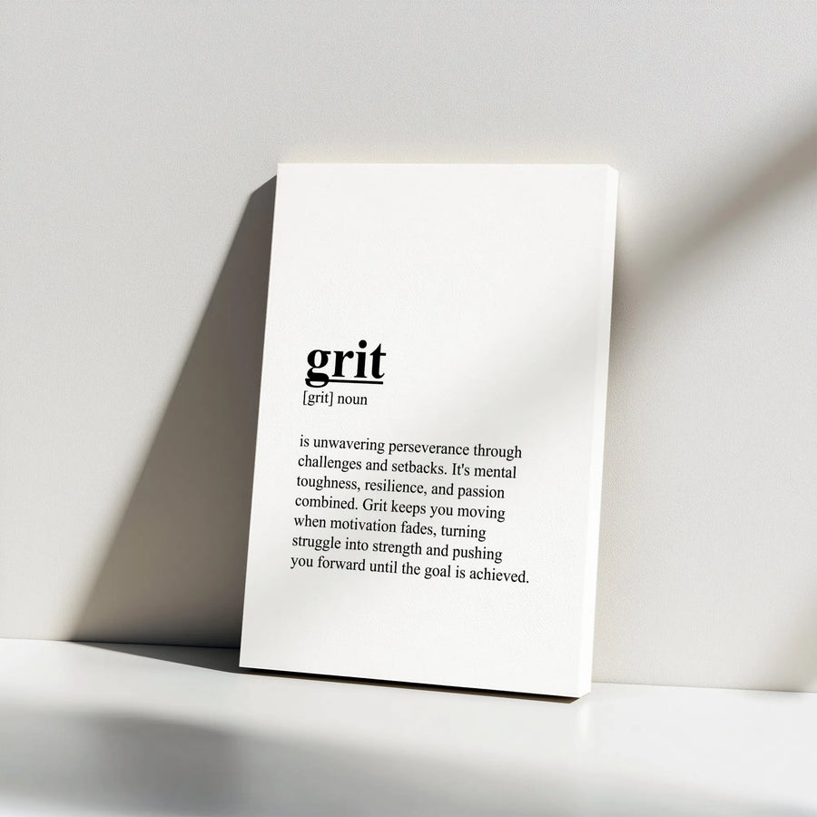 Grit Definition Canvas Print | Minimalist Motivational Wall Art | Premium Gallery Wrap Decor | Inspirational Office Gift for Entrepreneurs