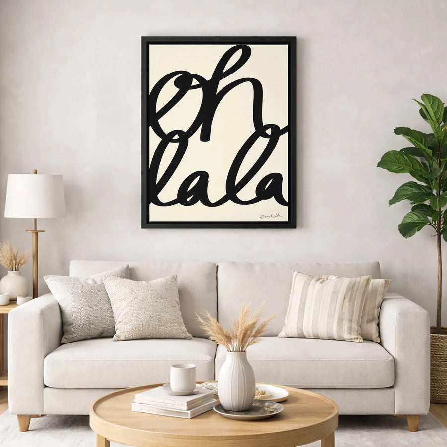 Oh Lala Wall Art | Modern Cursive Script Typography Print | Premium 1.25-Inch Gallery Canvas | Chic Home Decor Gift