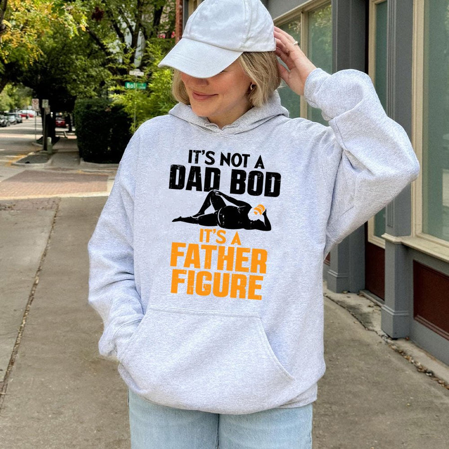Not A Dad Bod It's A Father Figure Hoodie | Funny Dad Joke Graphic Sweatshirt | Premium Cotton Blend | Gift For New Dad, Husband, Or Grandpa
