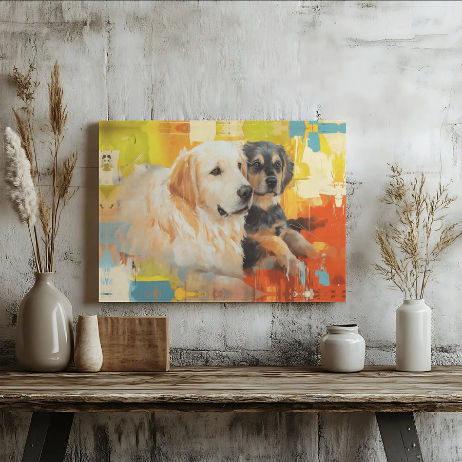 Golden Retriever Canvas Art | Abstract Dog Painting Wall Decor | Premium Gallery Wrap Print | Dog Lover Home Gift
