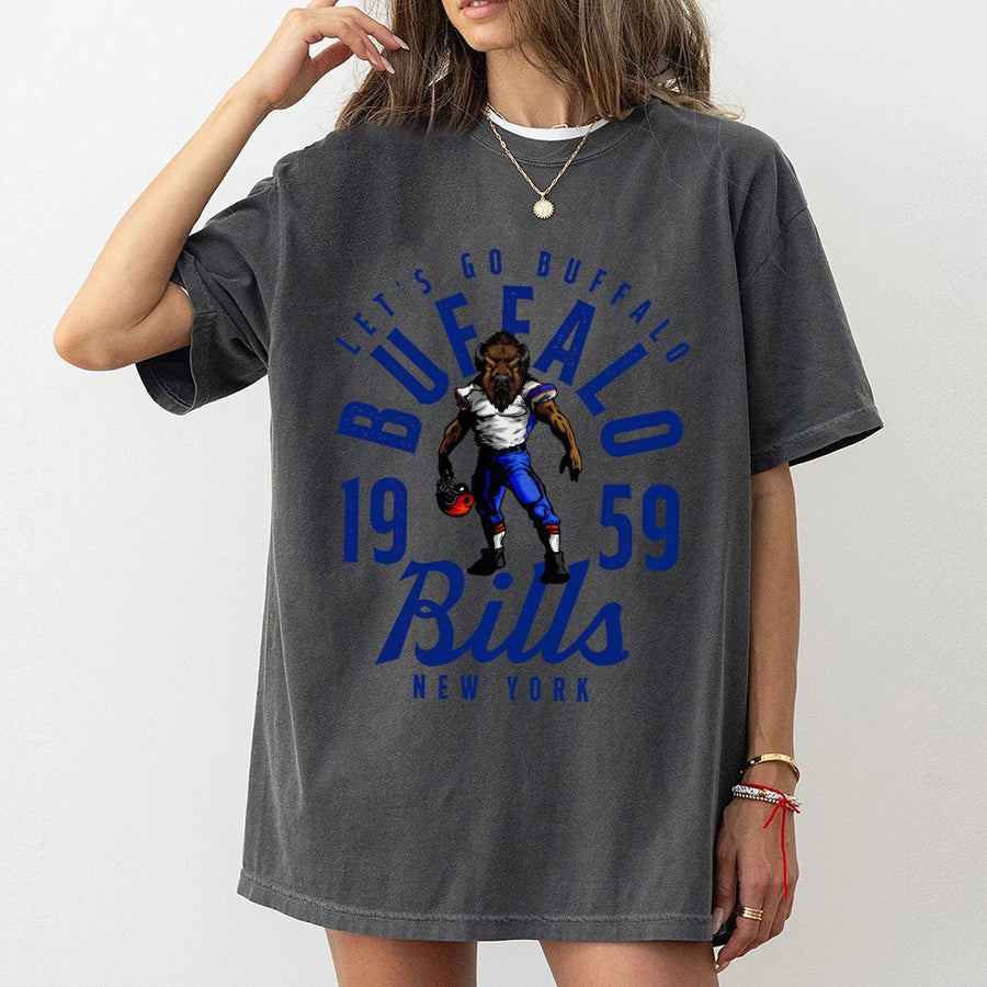 Let'S Go Buffalo 1959 Bills New York With Buffalo Football Mascot T-Shirt