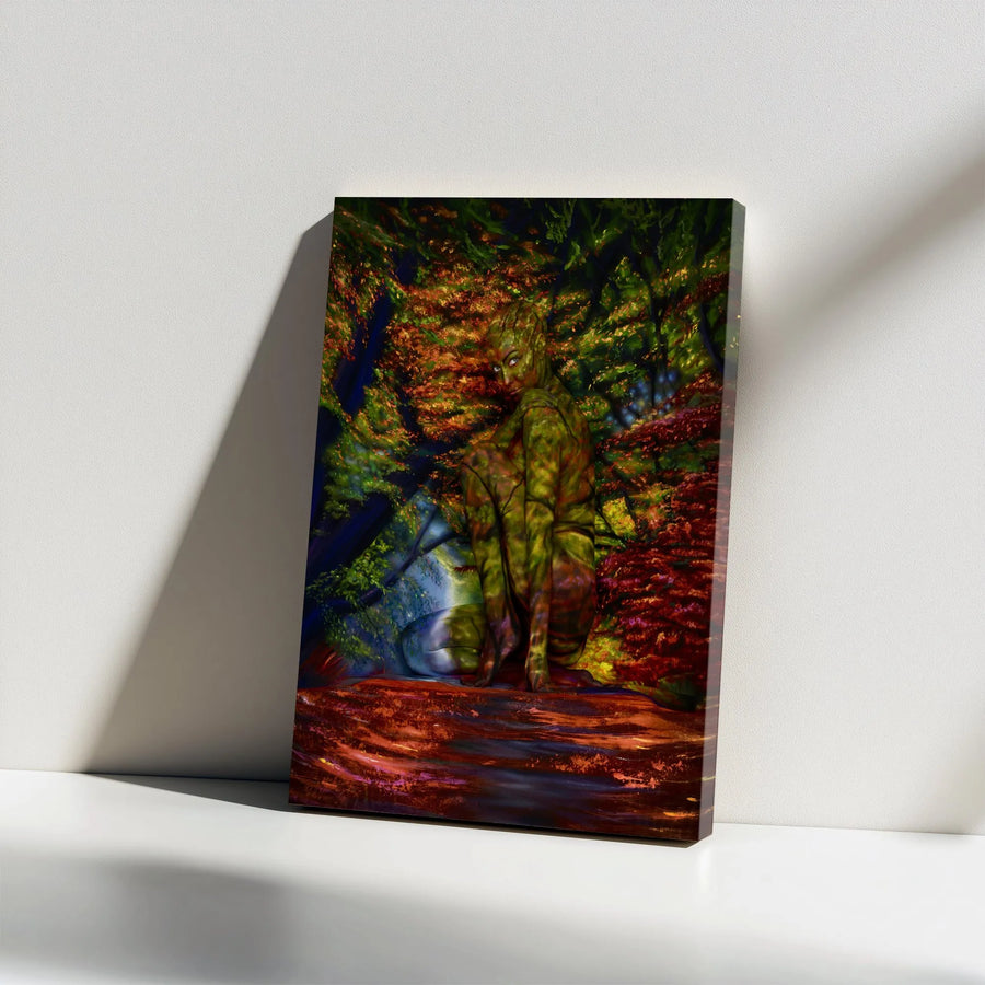 Forest Nymph Canvas Wall Art | Mystical Autumn Forest Painting | Premium Gallery Wrap Canvas | Modern Fantasy Home Decor Gift for Art Lovers