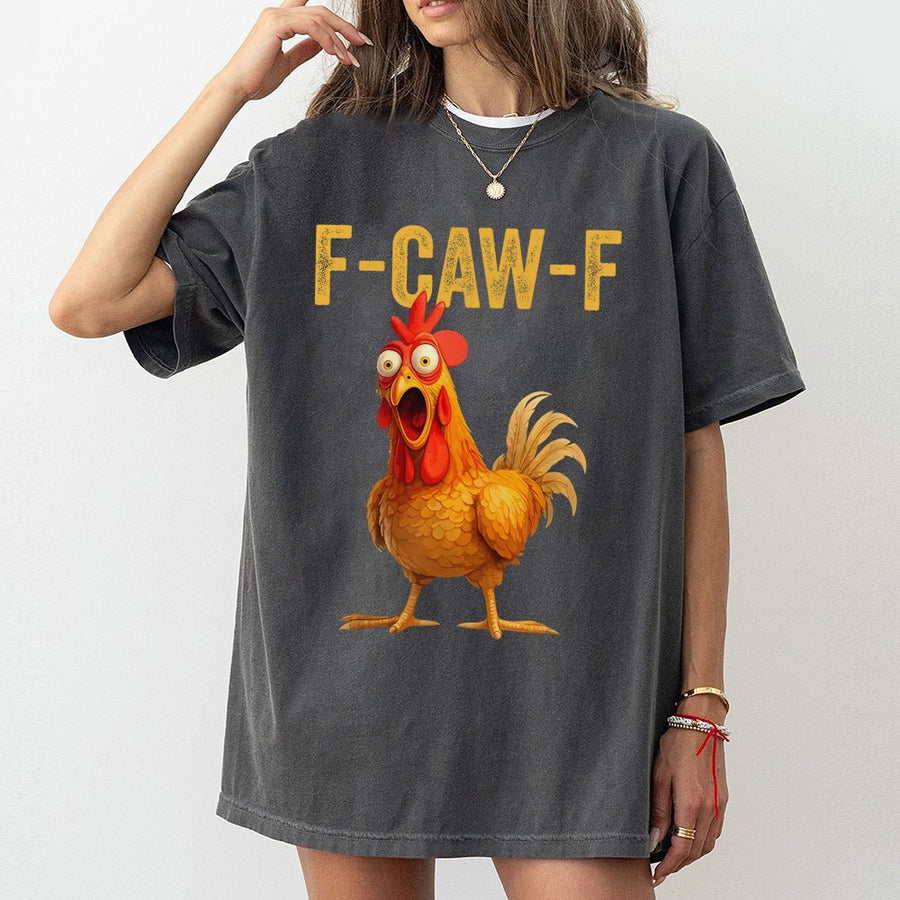 F-Caw-F Chicken T-Shirt | Funny Screaming Rooster Graphic | Premium Soft Cotton Tee | Sarcastic Poultry Lover Gift For Men And Women
