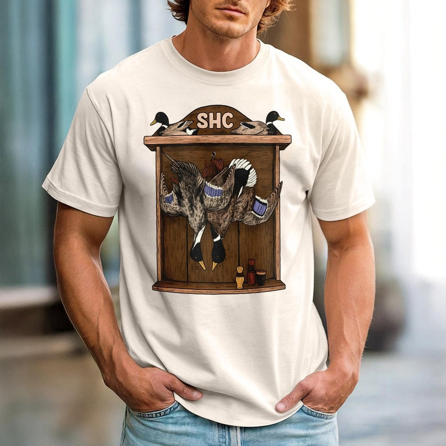 Duck Hunting T-Shirt | Vintage Mallard Trophy Display Graphic | 100% Premium Cotton Tee | Wildlife Outdoor Gift for Hunters