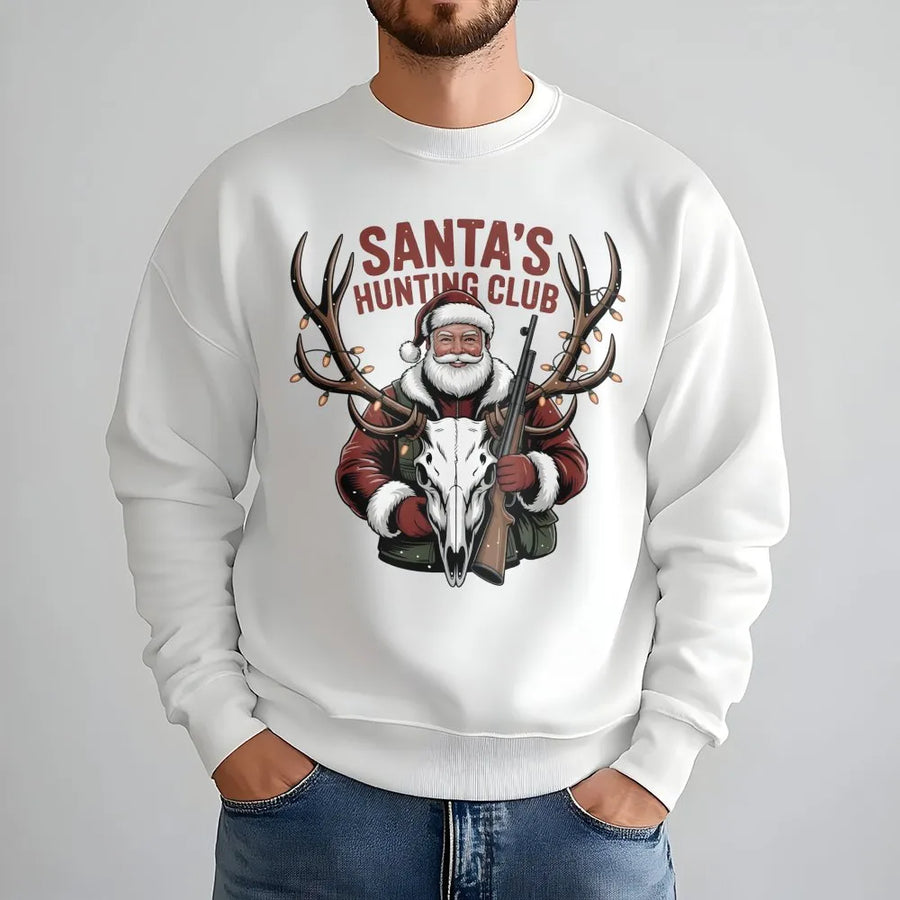 Santa's Hunting Club Sweatshirt | Funny Christmas Hunter Graphic | Premium Cotton Blend | Gift for Outdoorsmen and Deer Hunters