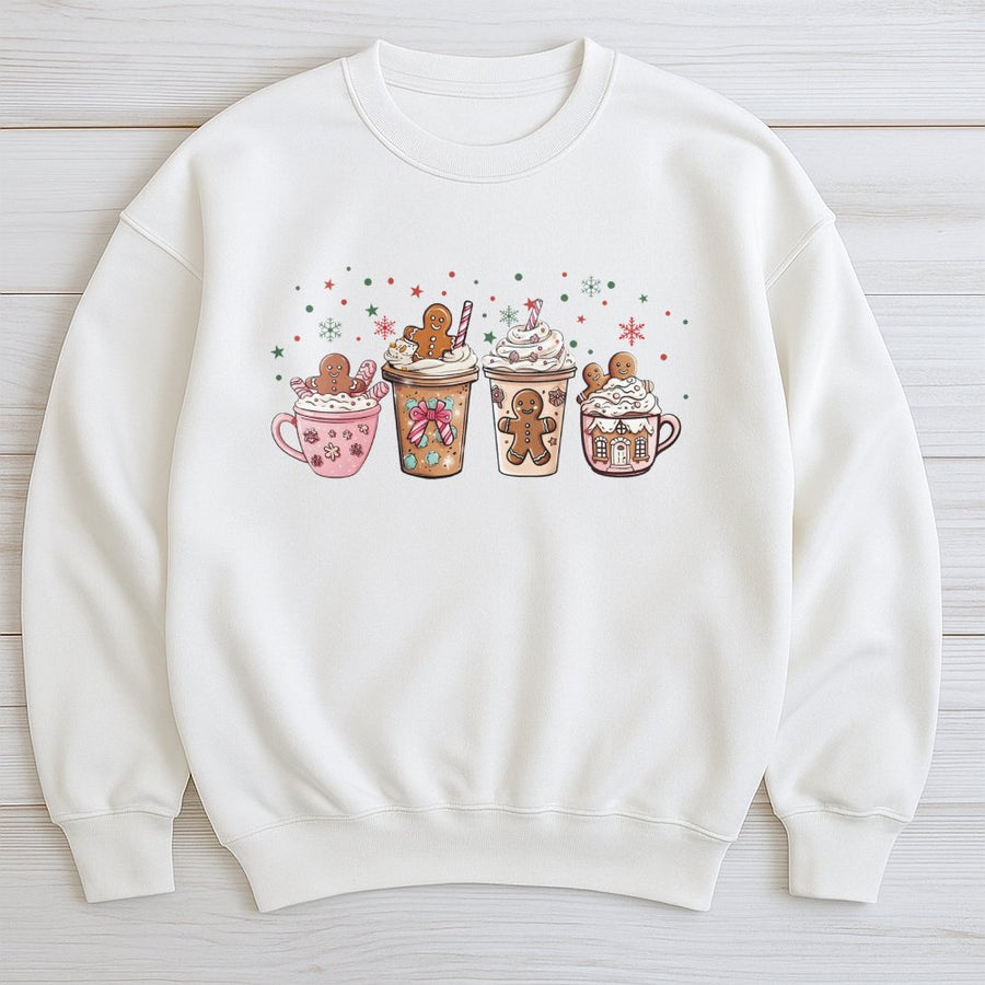 Gingerbread Coffee Christmas Sweatshirt | Cute Holiday Latte Graphic | Premium Unisex Fleece Pullover | Festive Winter Coffee Lover Gift