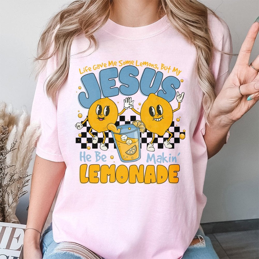Jesus Lemonade Graphic Tee | Retro Religious Christian Quote Design | 100% Cotton Premium Unisex Shirt | Uplifting Faith-Based Gift for Him or Her