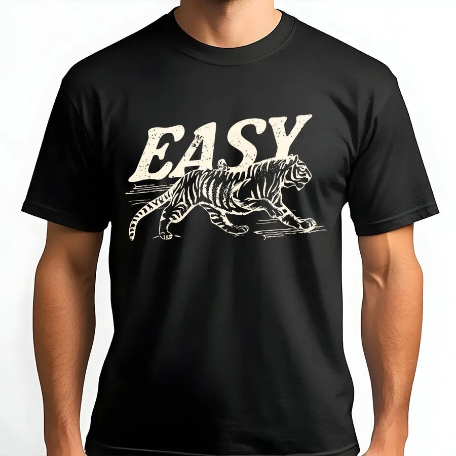 Easy Tiger T-Shirt | Retro Grunge Graphic Tee | 100% Cotton Premium Comfort | Unisex Gift for Nature Lovers