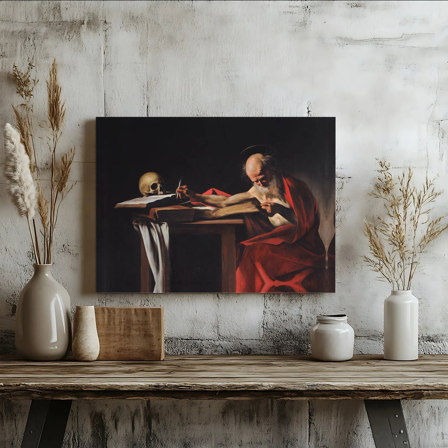 Caravaggio Saint Jerome Writing Canvas | Baroque Masterpiece Wall Art | Premium Fine Art Print | Classic Home Decor Gift for Art Lovers