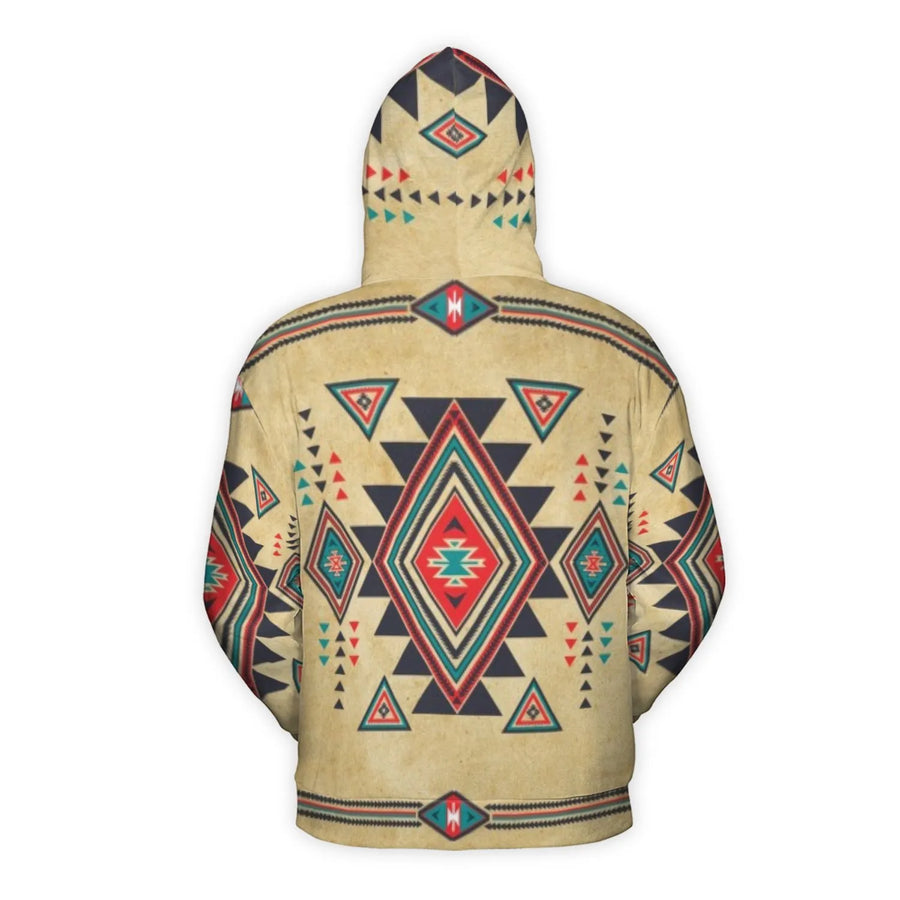 Southwestern Geometric Pattern 3D Hoodie | Aztec Inspired Boho Pullover | Premium Brushed Fleece Unisex Apparel | Cozy Statement Gift for Him & Her