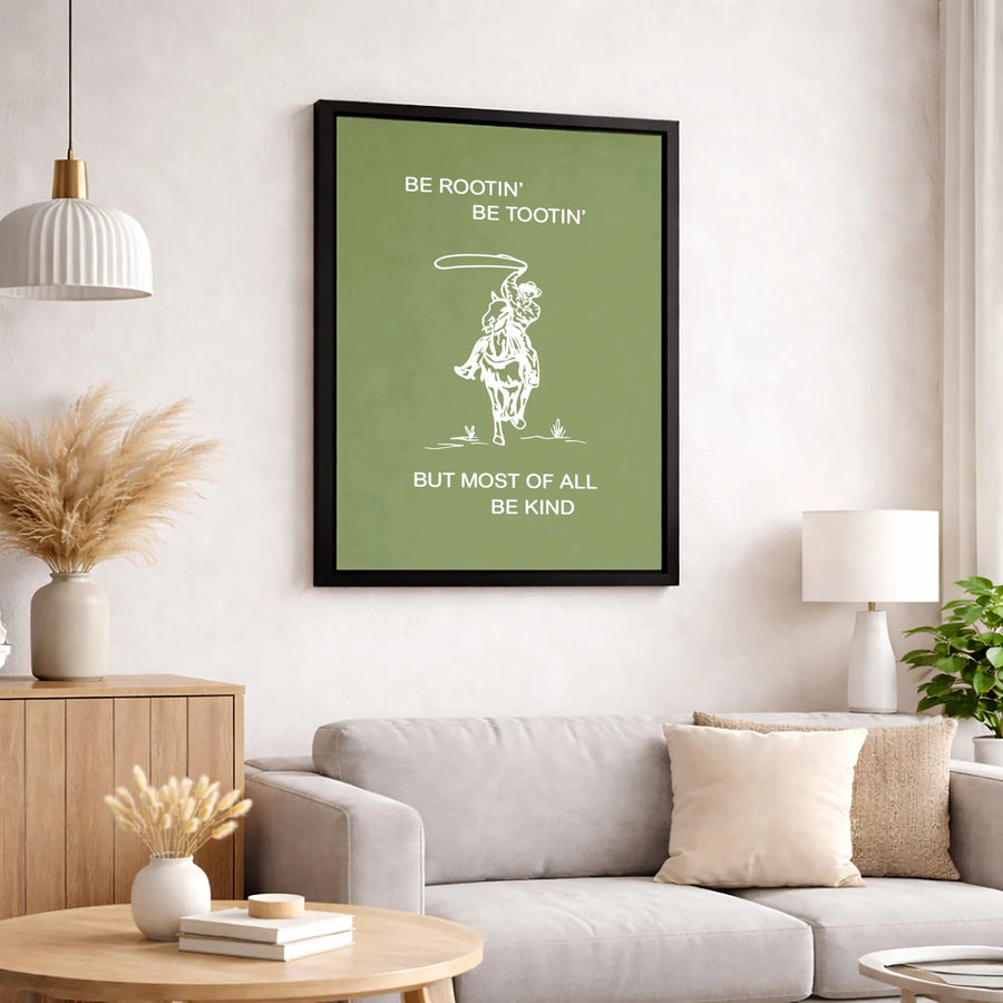 Western Wall Art Canvas | Be Rootin' Be Tootin' Cowboy Quote | Premium 1.25" Gallery Wrap | Funny Country Home Decor Gift