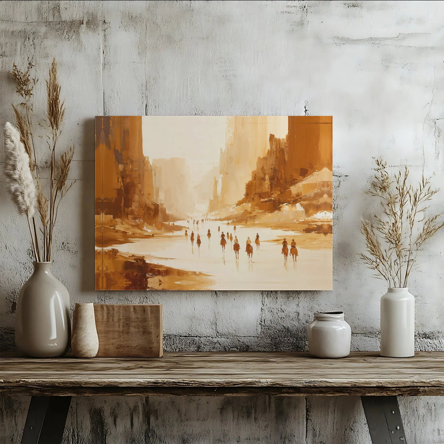Western Canyon Canvas Wall Art | Abstract Cowboy Desert Landscape | Premium Gallery Wrap Print | Southwestern Home Decor Gift