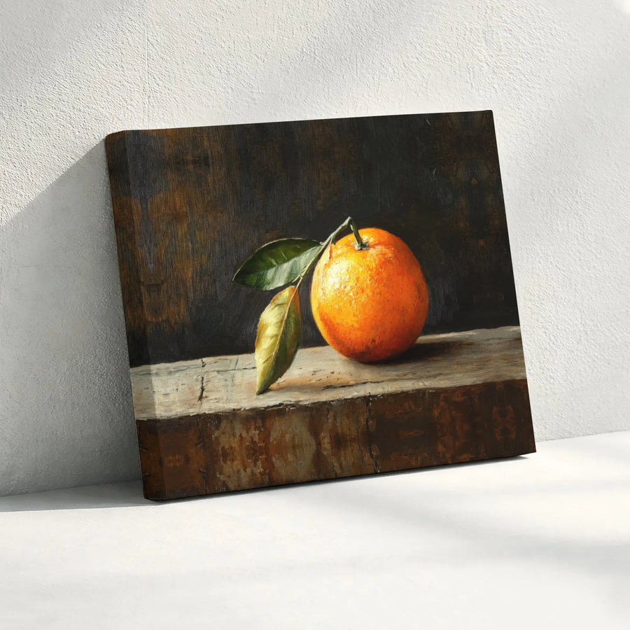 Orange Still Life Canvas Print | Rustic Kitchen Fruit Oil Painting Art | Premium Fade-Resistant Wall Decor | Home & Restaurant Dining Gift