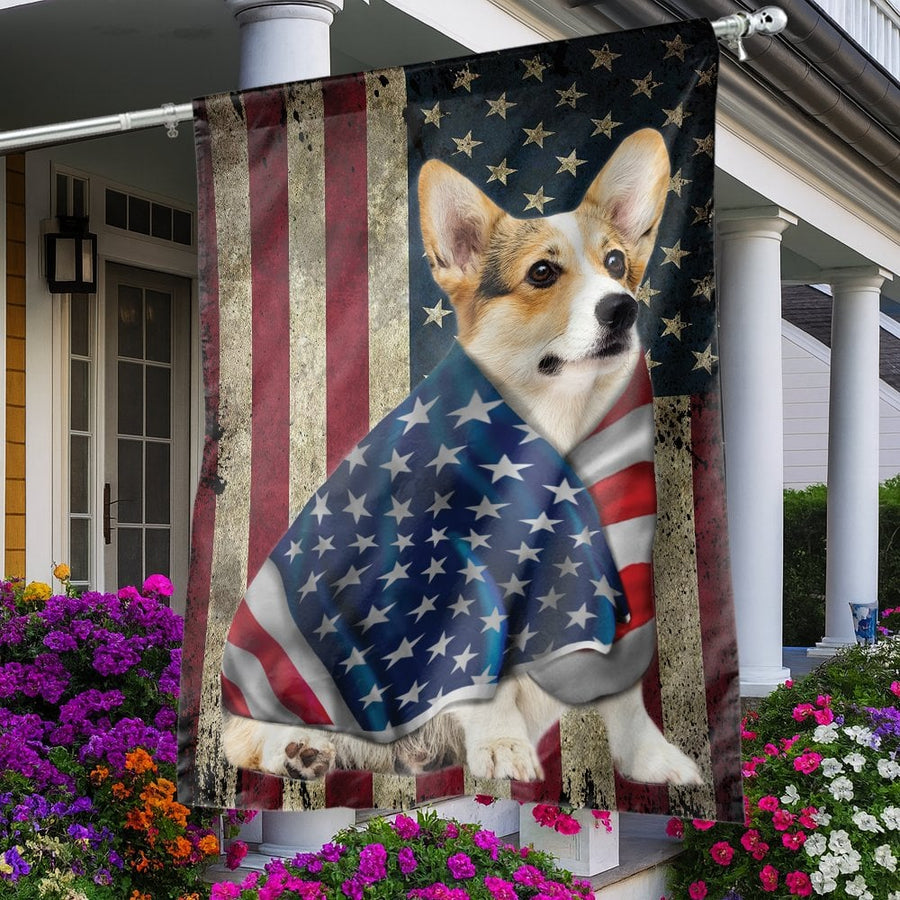 American Flag Corgi Garden Flag | Patriotic Dog Garden Decor | Weather-Resistant Polyester | Independence Day Gift for Corgi Lovers