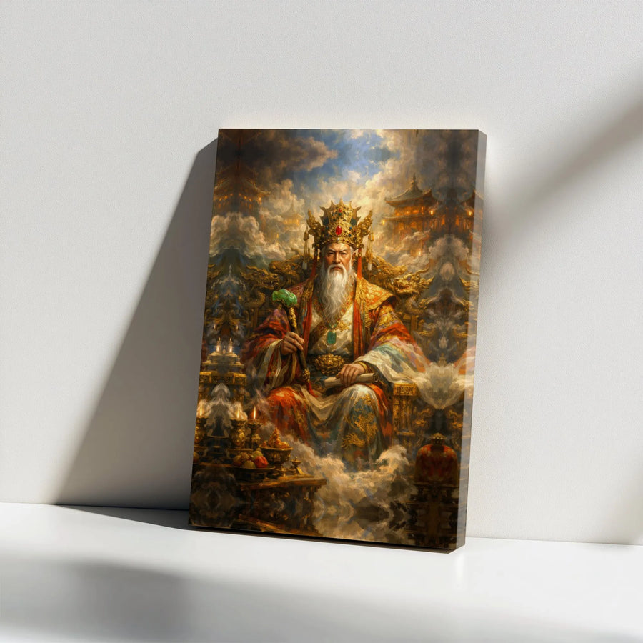 Jade Emperor Canvas Art | Chinese Mythology Wall Decor | Premium Gallery Wrapped Print | Spiritual Home Decor Gift