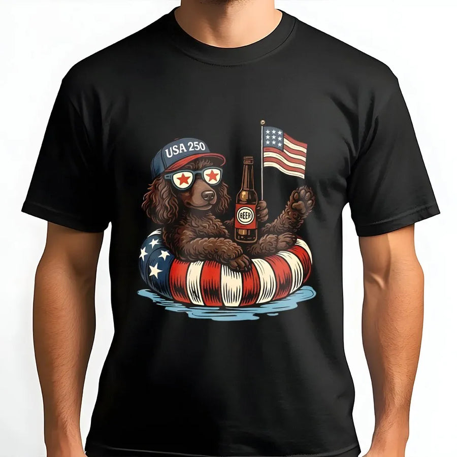 Patriotic Dog T-Shirt | Funny Beer Dog & Flag Graphic | Soft Cotton Unisex Tee | 4th of July Independence Day Gift for Dog Lovers