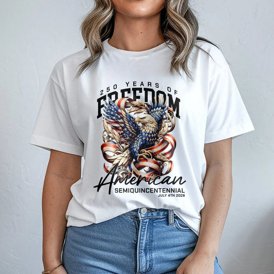 USA Semiquincentennial Eagle T-Shirt | 250 Years Of Freedom Graphic | 100% Cotton Premium Tee | Patriotic 2026 Independence Day Gift For Americans