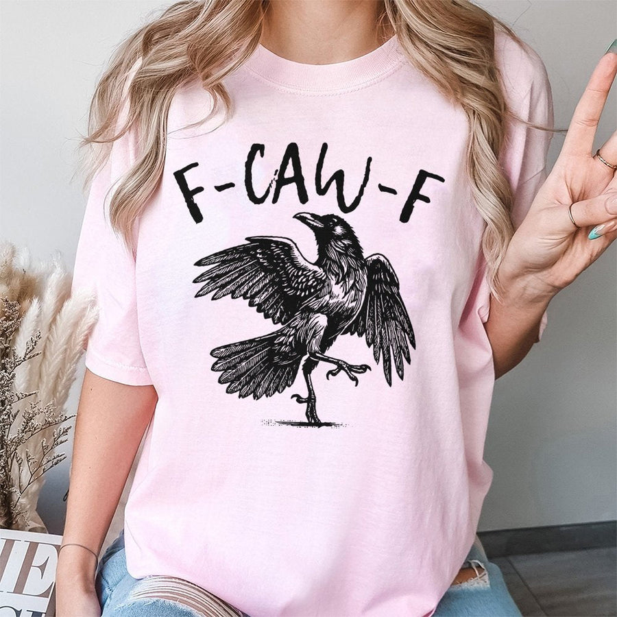 Raven Graphic T-Shirt | F-Caw-F Sarcastic Bird Design | 100% Soft Cotton Tee | Funny Gothic Streetwear Gift for Crow and Bird Lovers