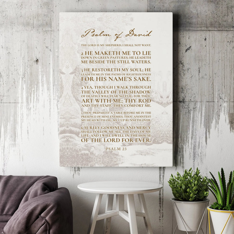 Psalm 23 Wall Art | The Lord Is My Shepherd Bible Verse Canvas | Premium Gallery-Wrapped Religious Decor | Christian Gift For Home Or Office