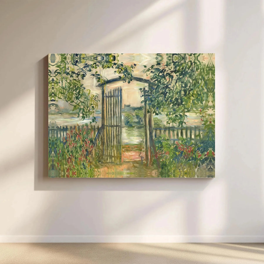 Impressionist Garden Gate Canvas Wall Art | Serene Landscape Print | 1.25 Inch Gallery Wrap | Premium Home Decor Gift