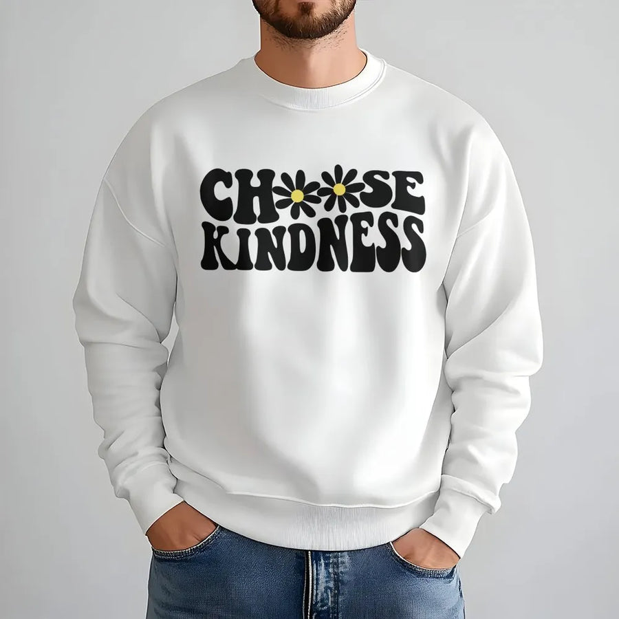 Choose Kindness Sweatshirt | Retro Daisy Graphic Print | Premium Cotton-Blend | Trendy Teacher Gift & Inspirational Apparel