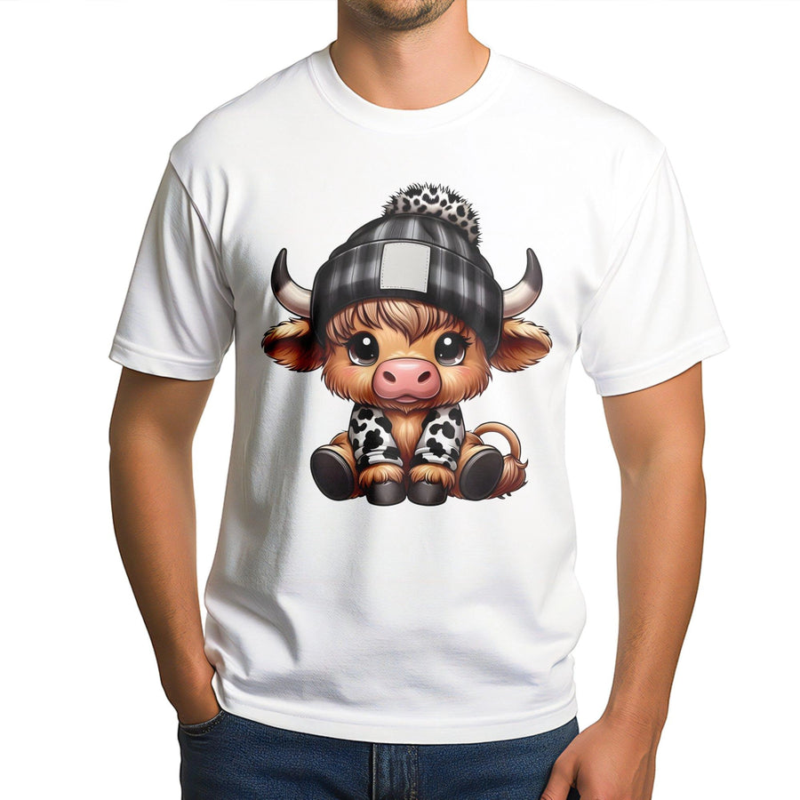 Highland Cow T-Shirt | Cute Farm Animal Graphic Tee | Premium 100% Cotton Apparel | Western Style Gift for Cowgirl Lovers