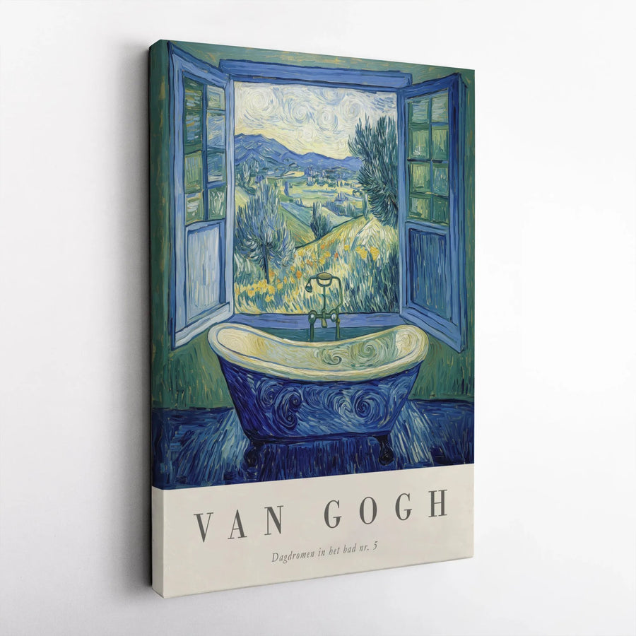 Van Gogh Style Bathtub Canvas Art | Impressionist Window Landscape Print | Premium Thick Gallery Wrap | Collector's Home Decor Gift for Art Lover