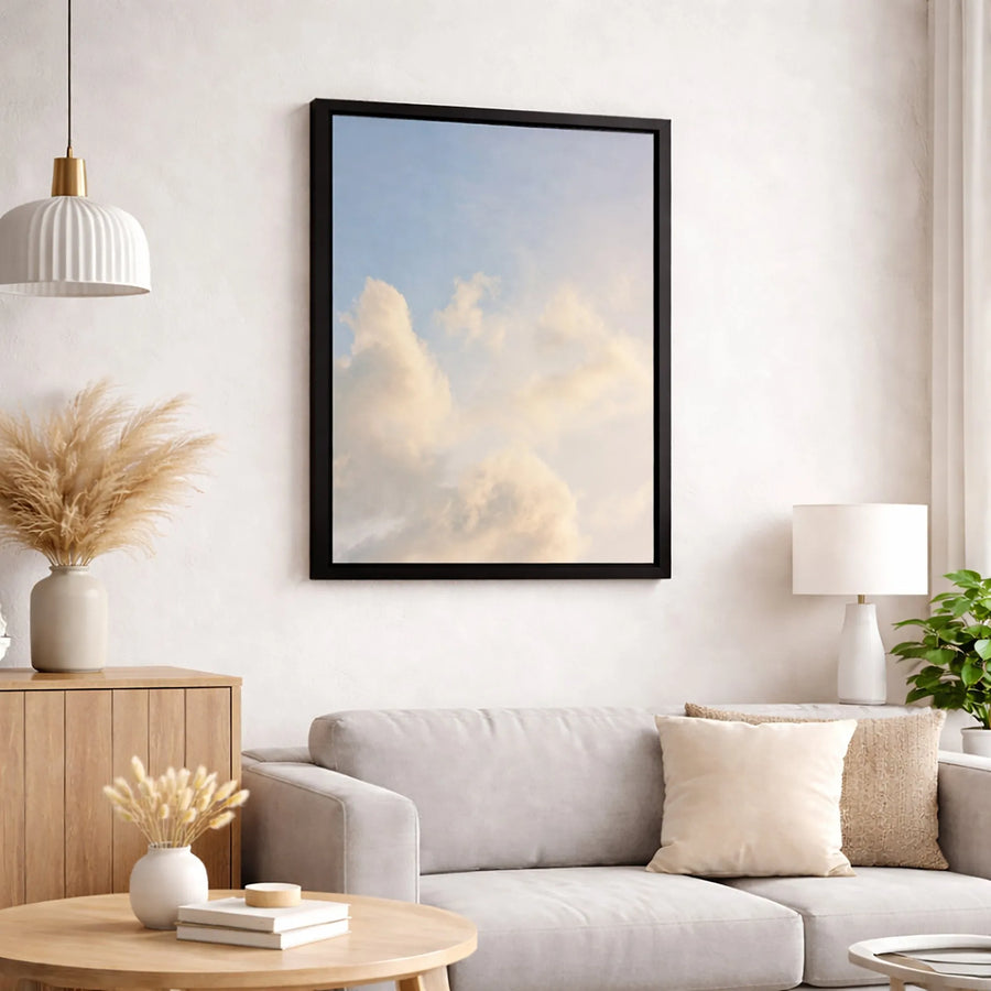 Pastel Sky Canvas Wall Art | Soft Clouds Minimalist Landscape | Gallery Quality Fade-Resistant Print | Serene Home Decor For Living Room